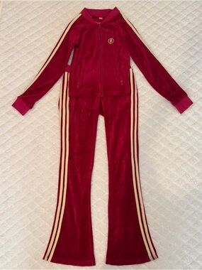 Body by Raven Tracy Vintage Y2K Red Velour Tracksuit Set - Size: XS